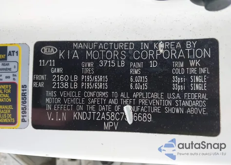 2012 Kia Soul z USA, uszkodzony, nr VIN KNDJT2A58C7396689